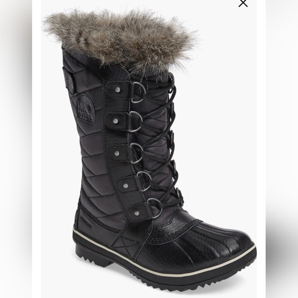 Sorel Women's 7 Tofino II Waterproof Black Quilted Faux Fur Lined Winter Boots